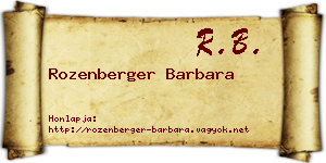 Rozenberger Barbara névjegykártya
